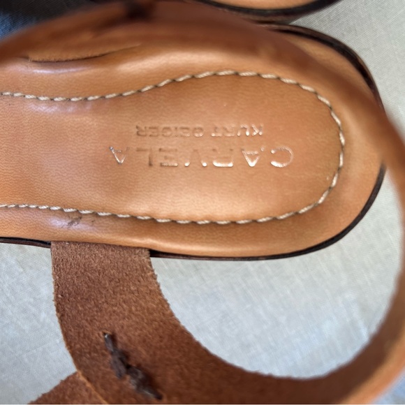 Kurt Geiger Carvella Wood & Leather Wedges - Picture 6 of 7